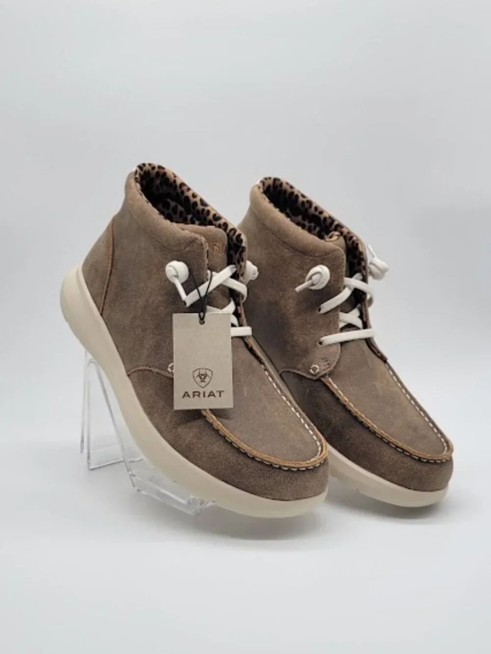 ARIAT Women's Hilo High Top Shoes Brown Suede Leopard Lining Size 9.5B NWT